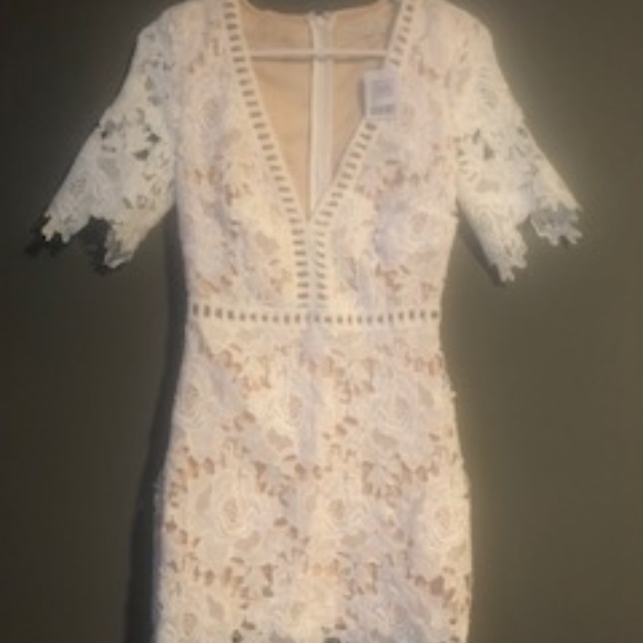 UO White Floral Lace Ladder Mini Dress - Picture 4 of 8